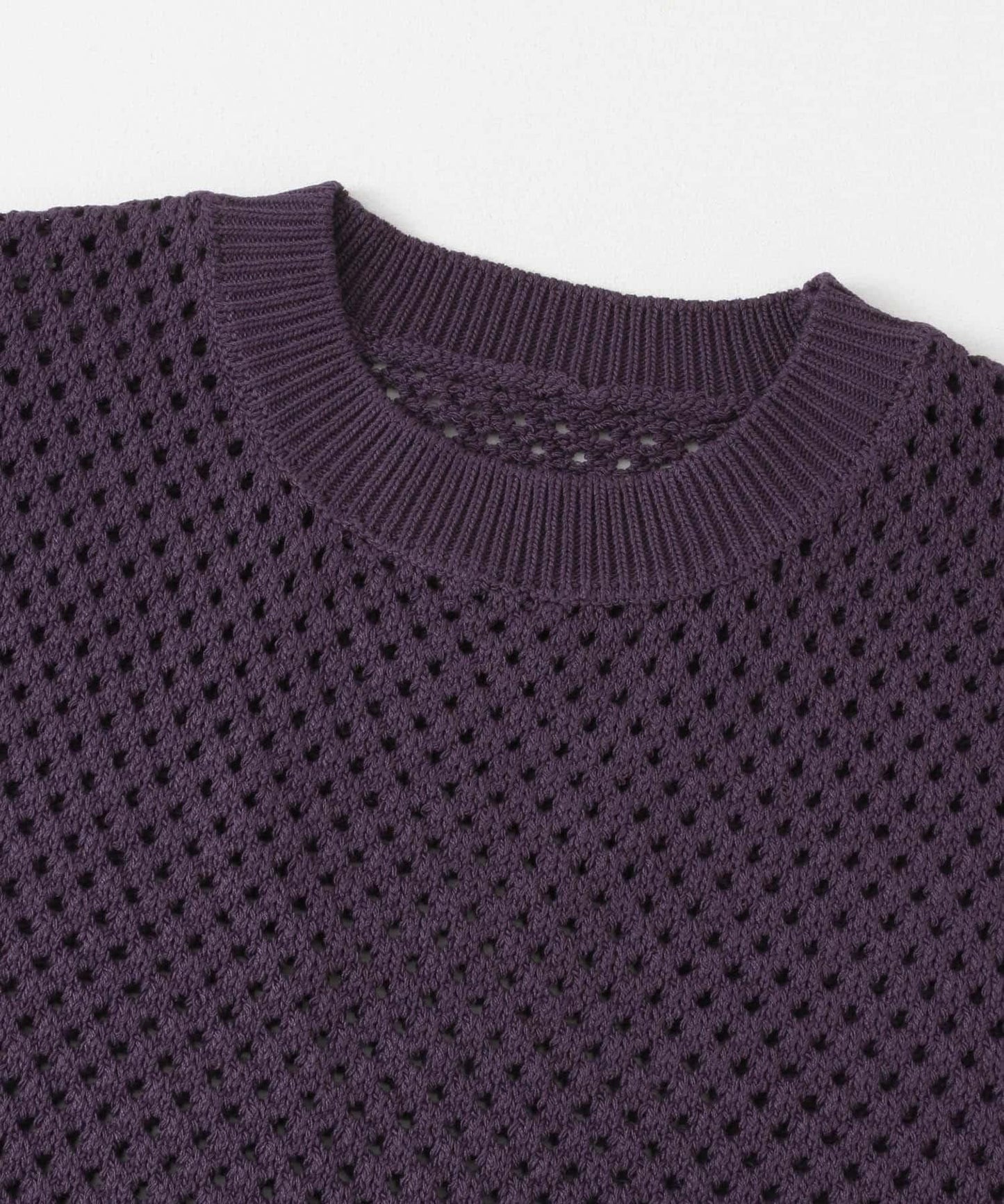 可水洗透視網紗圓領針織衫