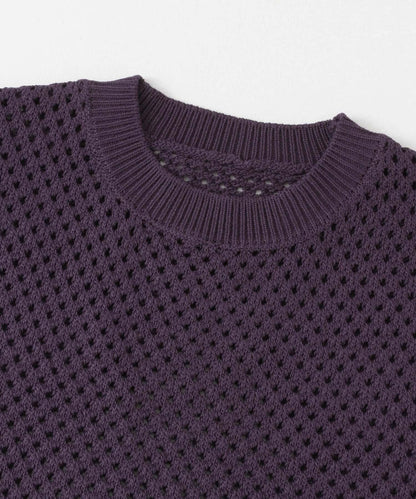 可水洗透視網紗圓領針織衫