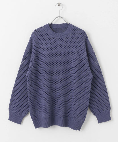 可水洗透視網紗圓領針織衫