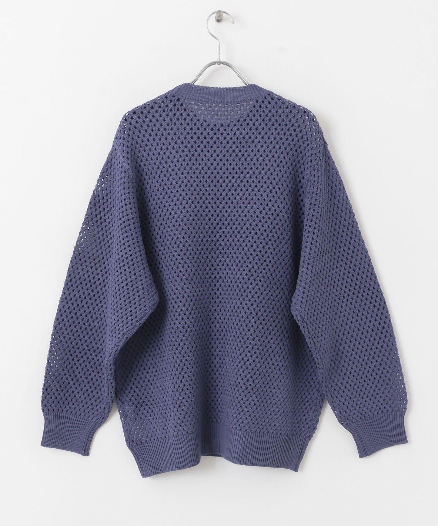 可水洗透視網紗圓領針織衫