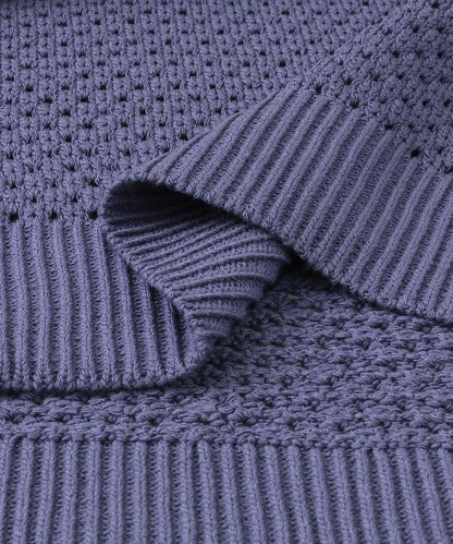 可水洗透視網紗圓領針織衫