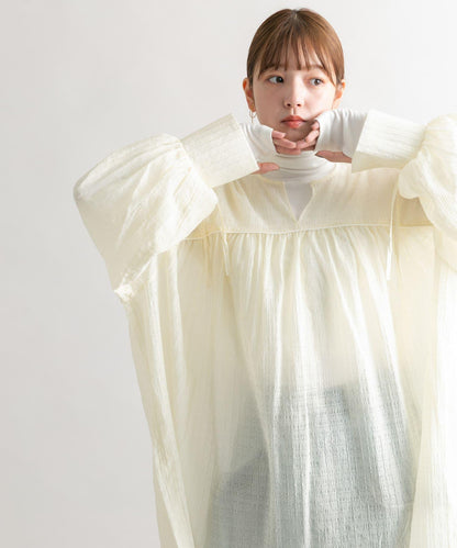 抽繩袖迷你連衣裙