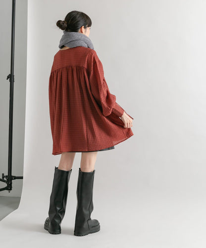 抽繩袖迷你連衣裙