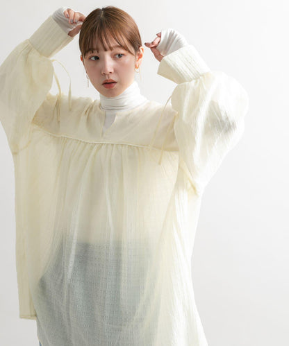 抽繩袖迷你連衣裙