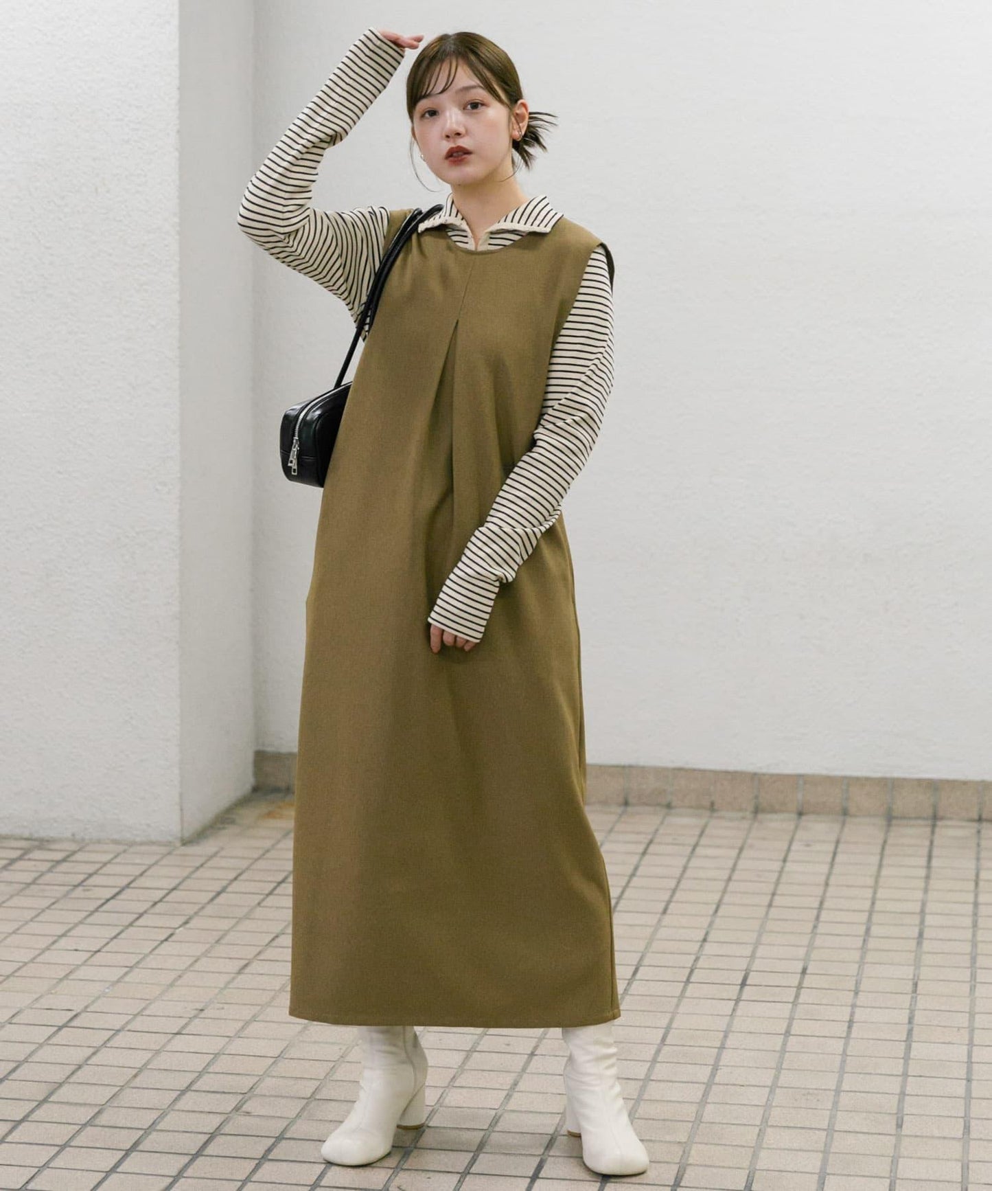 「2尺碼可選」後背交叉連衣裙