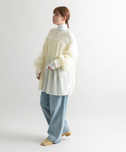 抽繩袖迷你連衣裙