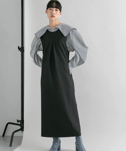 「2尺碼可選」後背交叉連衣裙