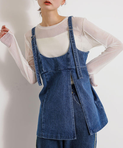 牛仔吊帶上衣