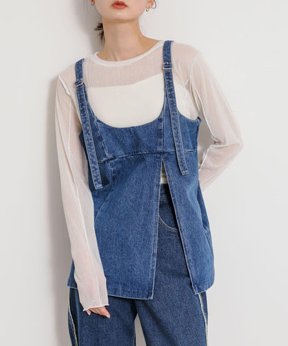 牛仔吊帶上衣