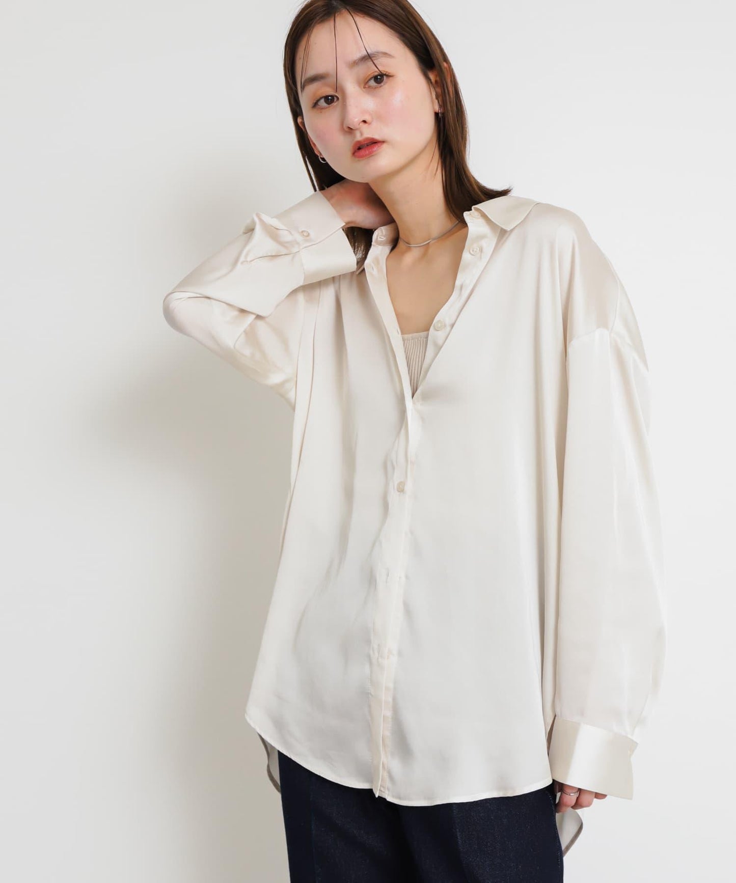 緞面寬鬆襯衫