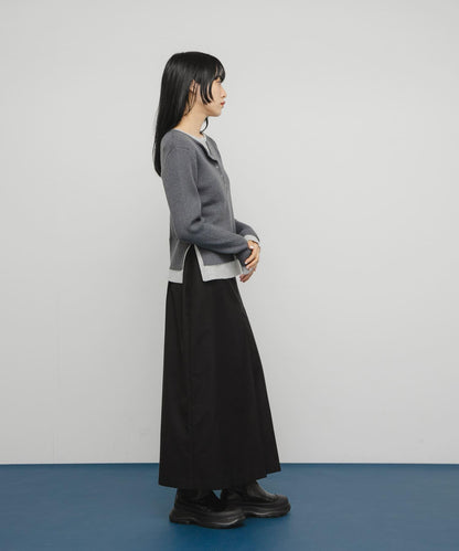 層疊風格亨利領針織衫