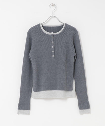 層疊風格亨利領針織衫