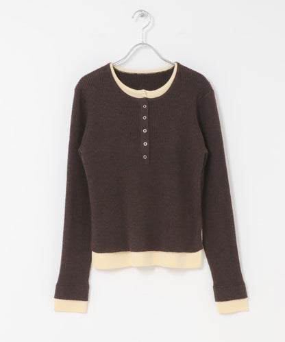 層疊風格亨利領針織衫