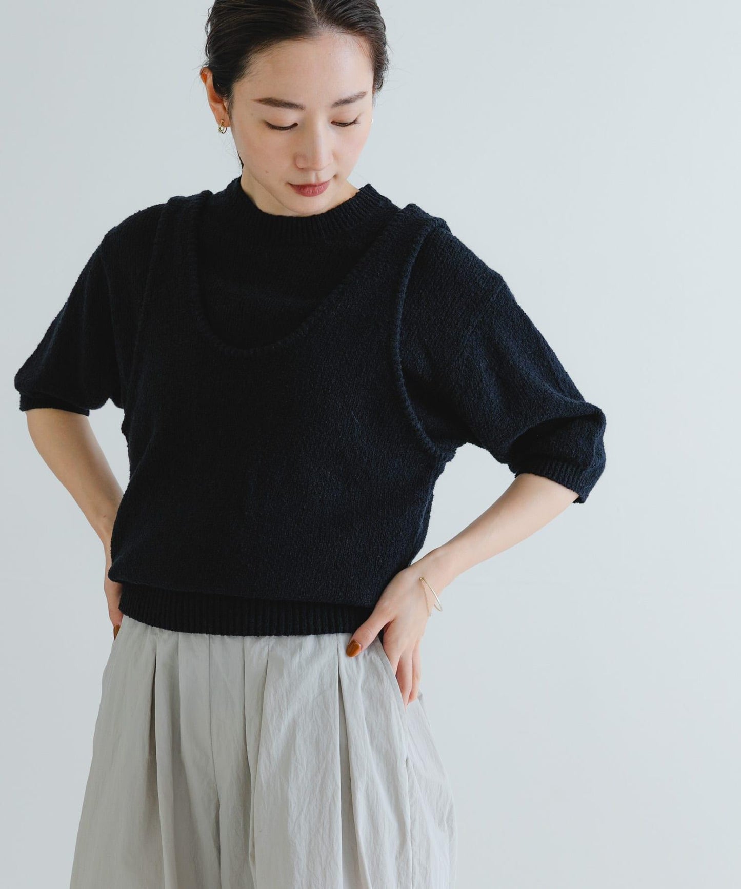 圈圈紗半袖針織衫