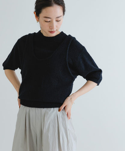 圈圈紗半袖針織衫