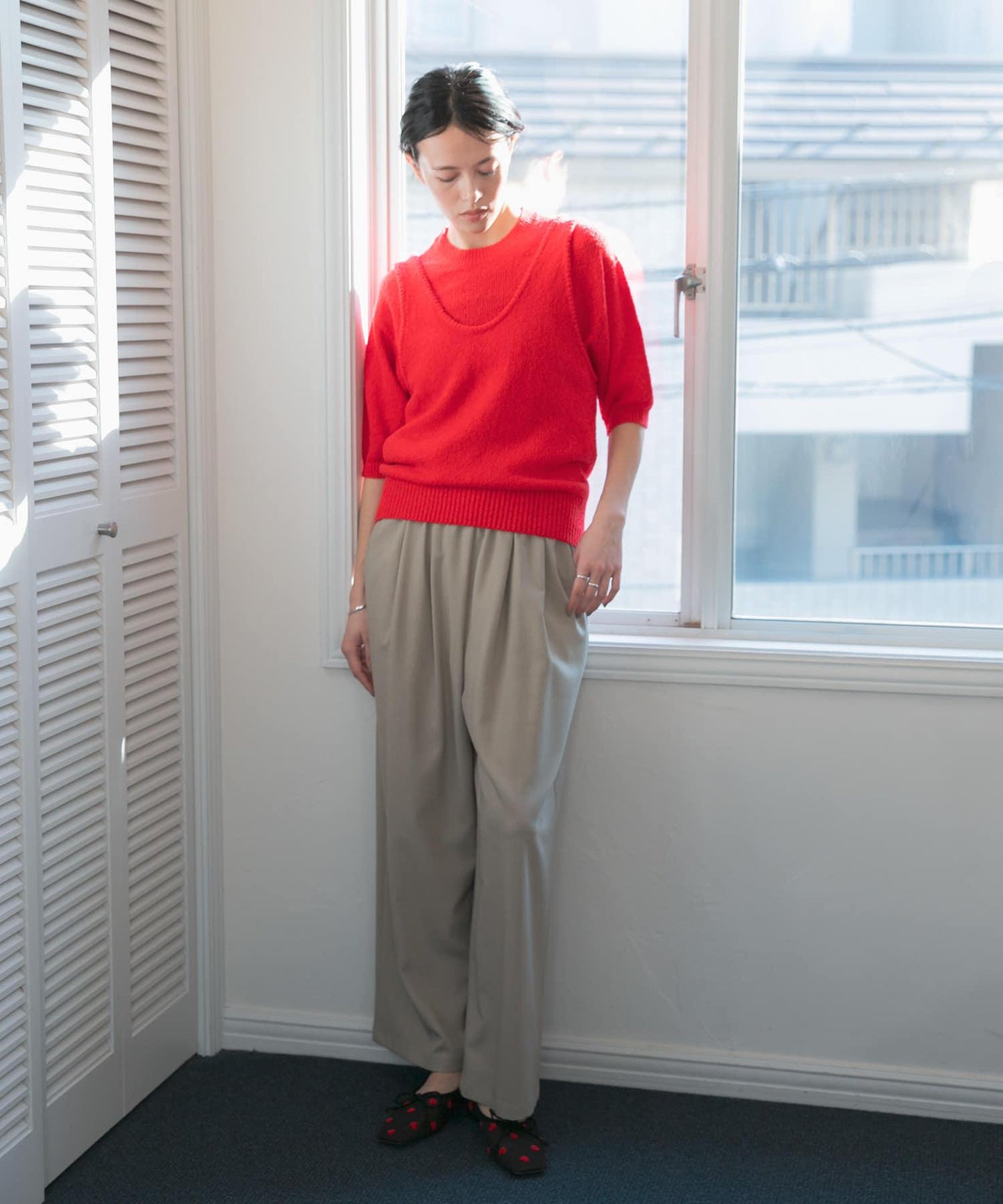 圈圈紗半袖針織衫