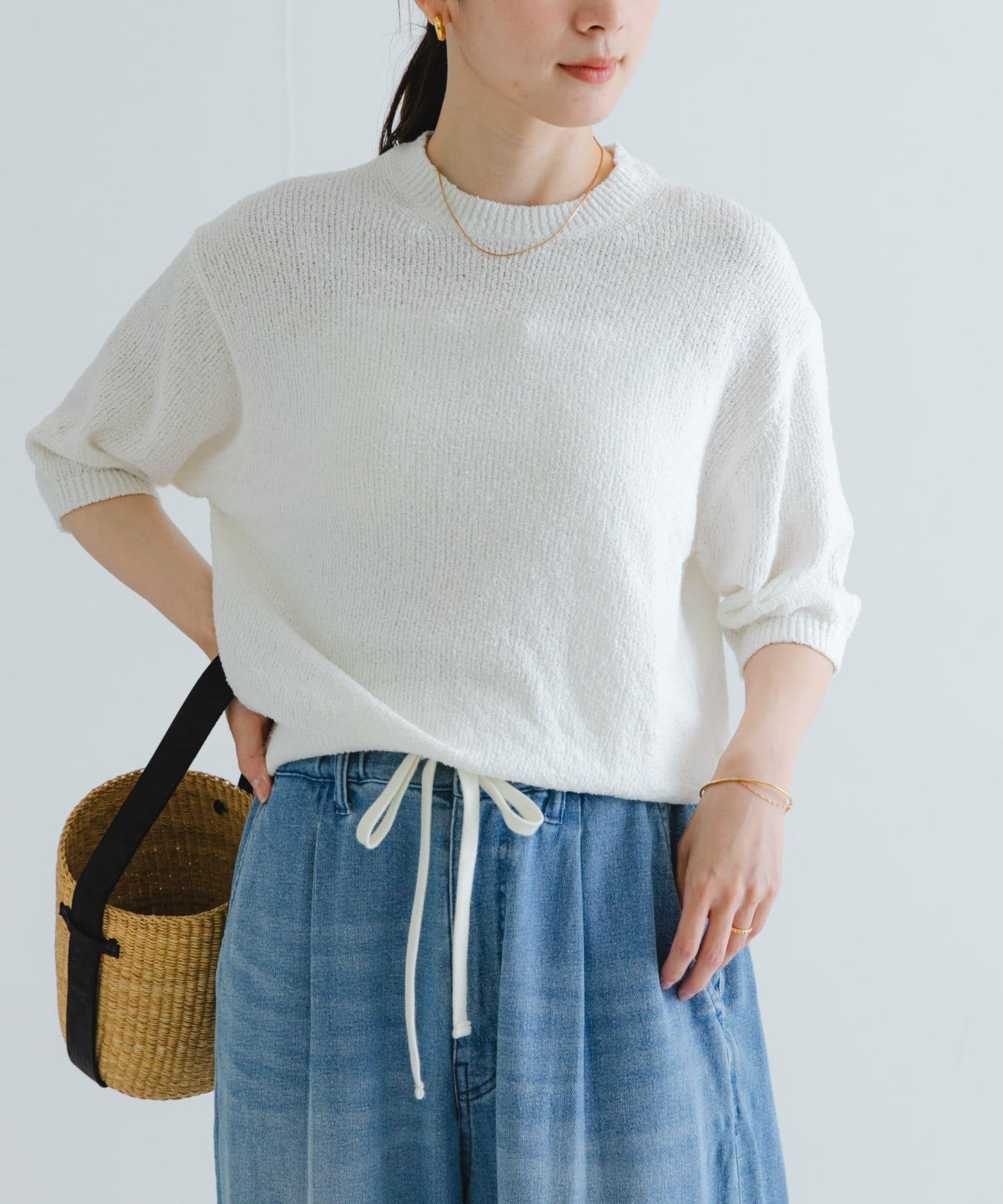 圈圈紗半袖針織衫