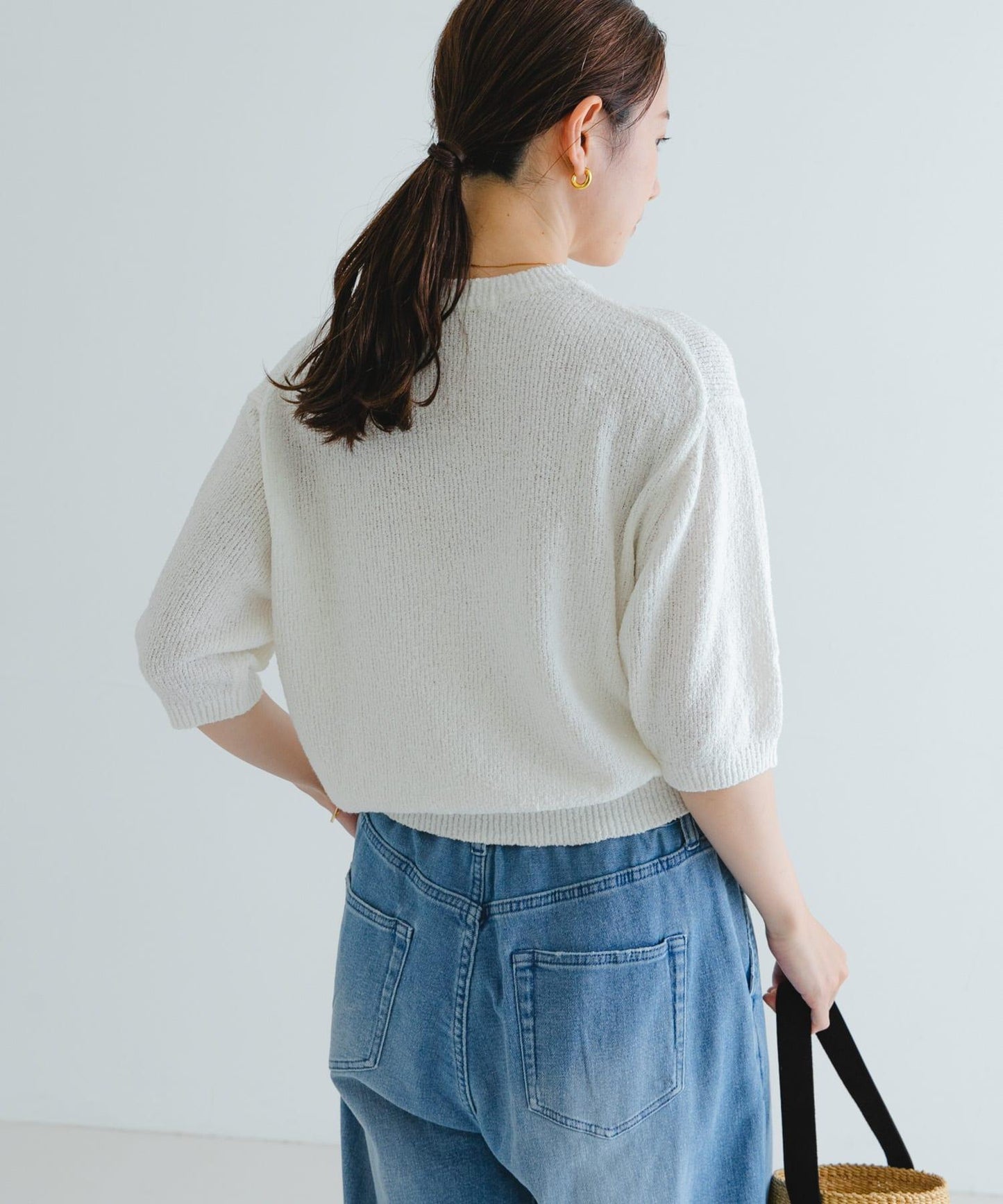 圈圈紗半袖針織衫