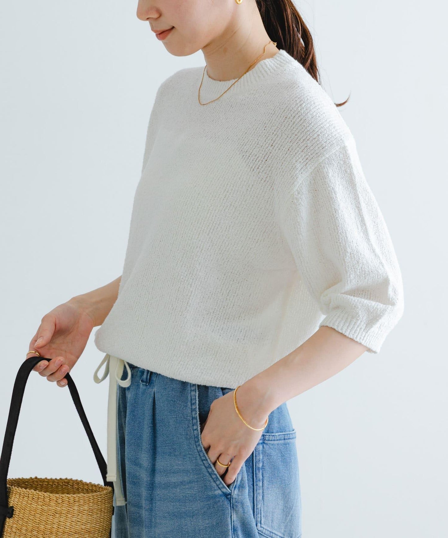 圈圈紗半袖針織衫