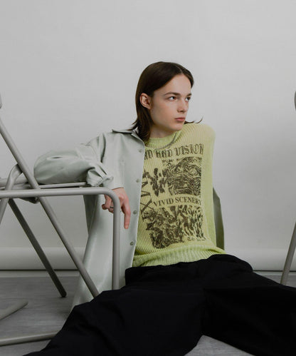 可水洗圖案印花透視針織衫