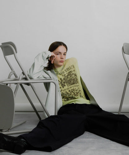 可水洗圖案印花透視針織衫