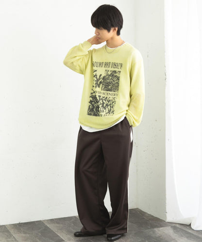 可水洗圖案印花透視針織衫