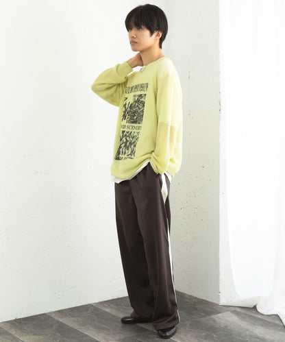 可水洗圖案印花透視針織衫