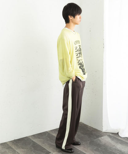 可水洗圖案印花透視針織衫