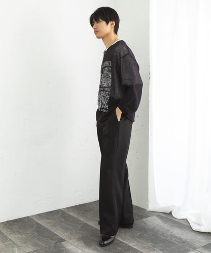 可水洗圖案印花透視針織衫