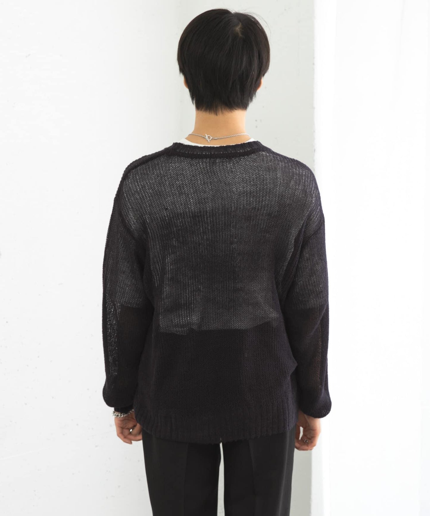 可水洗圖案印花透視針織衫