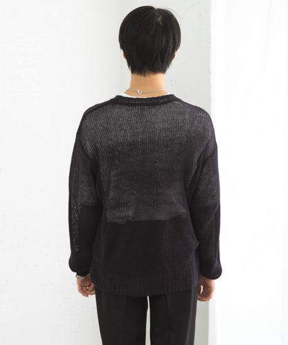 可水洗圖案印花透視針織衫