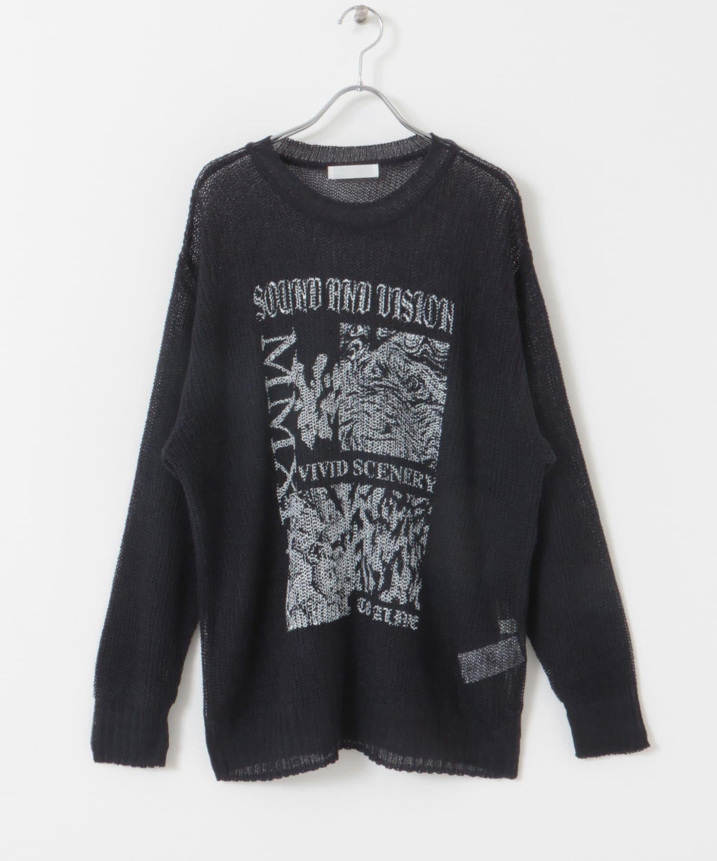 可水洗圖案印花透視針織衫