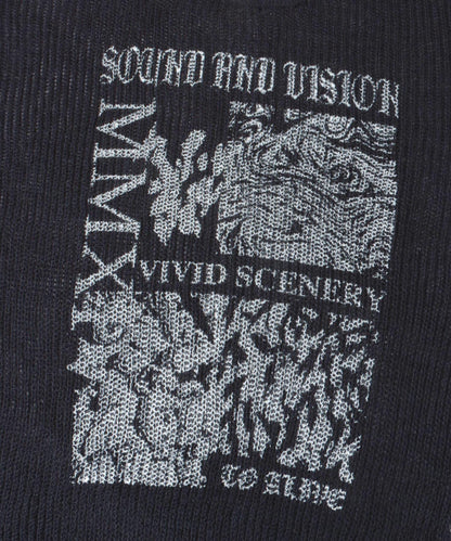 可水洗圖案印花透視針織衫