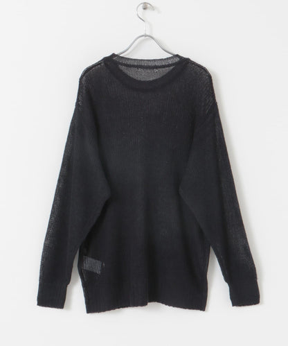 可水洗圖案印花透視針織衫