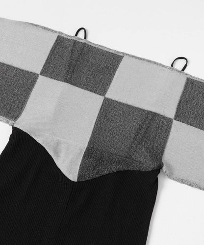 棕色格紋圍巾連衣裙