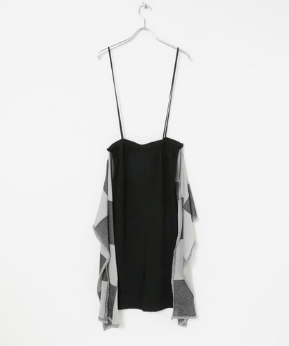 棕色格紋圍巾連衣裙