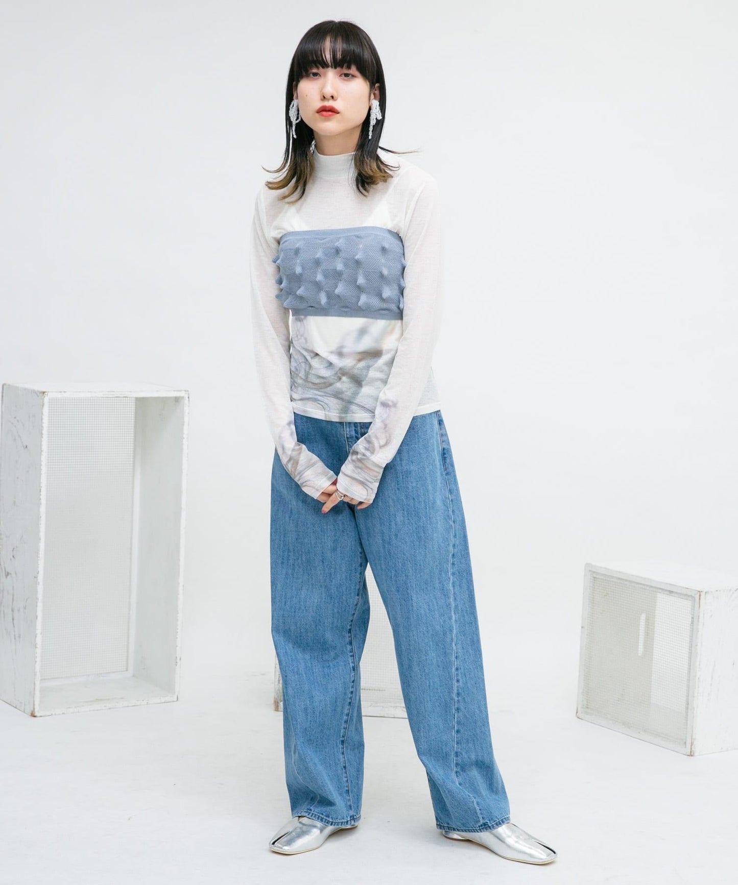 波點針織吊帶背心