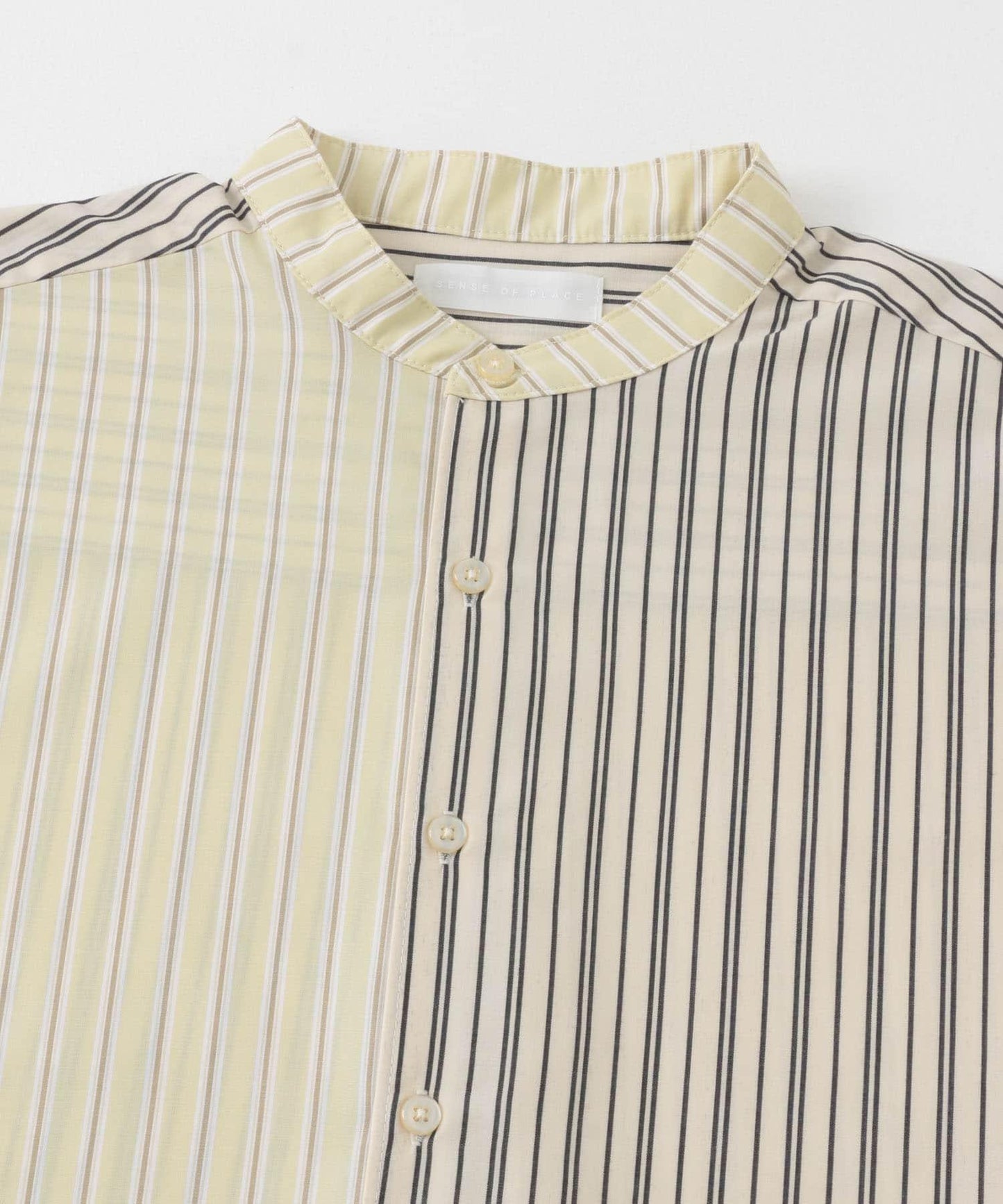 中性條紋拼接寬鬆襯衫