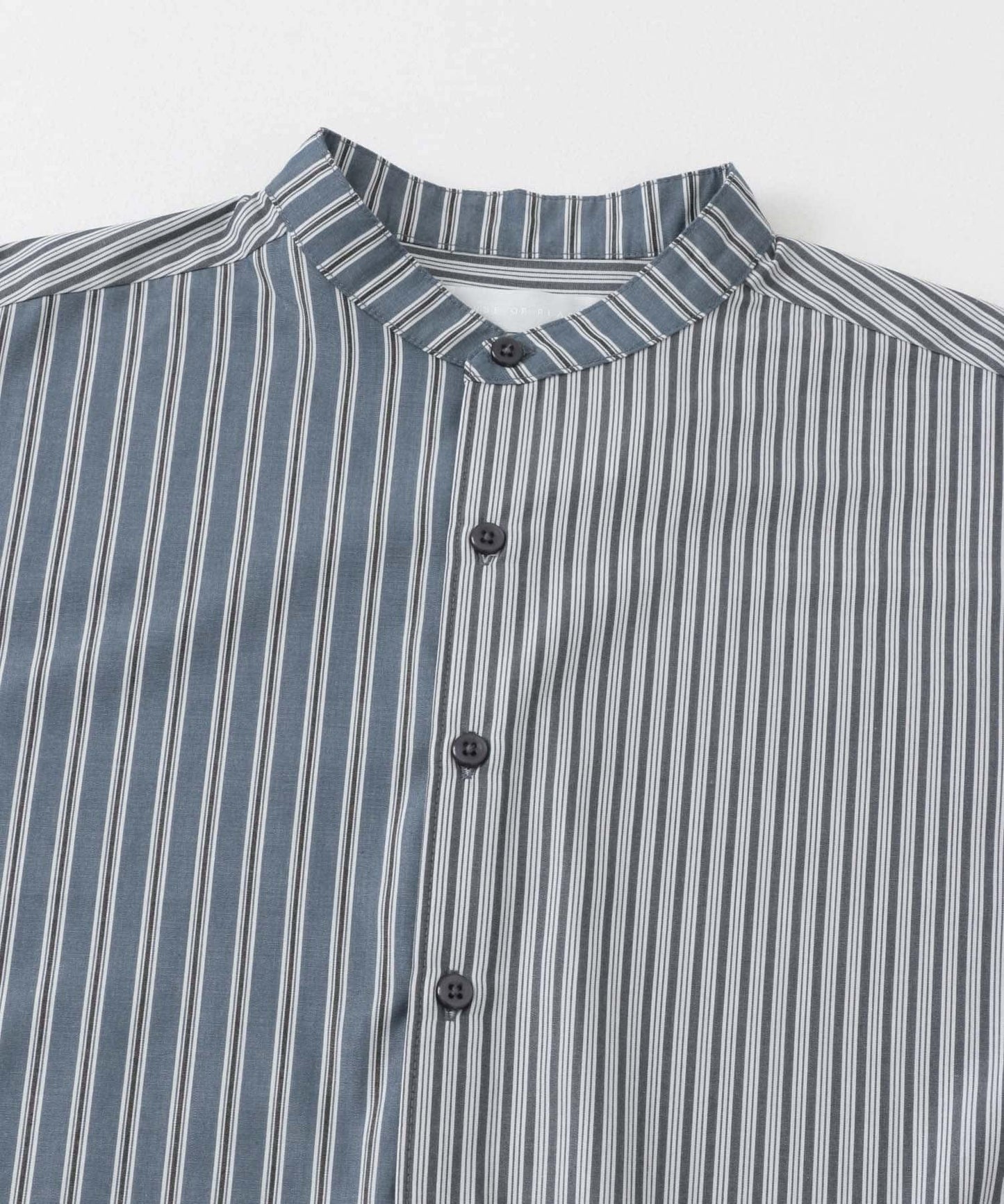 中性條紋拼接寬鬆襯衫