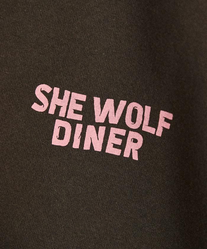 SHE WOLF DINER×FREAK'S STORE/シーウルフダイナー 特別款 寬鬆版型 背部印花 圓領衛衣/CAR