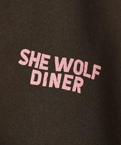 SHE WOLF DINER×FREAK'S STORE/シーウルフダイナー 特別款 寬鬆版型 背部印花 圓領衛衣/CAR