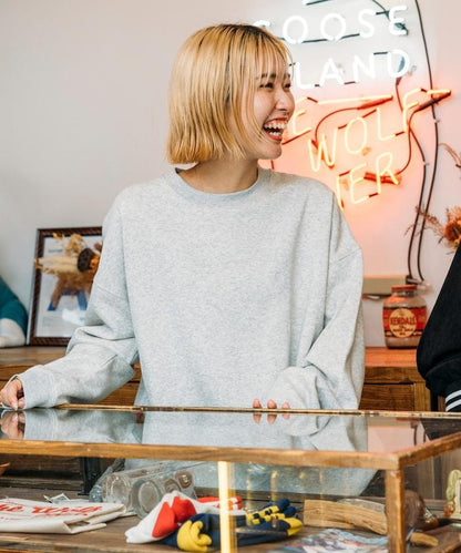SHE WOLF DINER×FREAK'S STORE/シーウルフダイナー特別款寬鬆版型後背刺繡圓領衛衣/WOLF