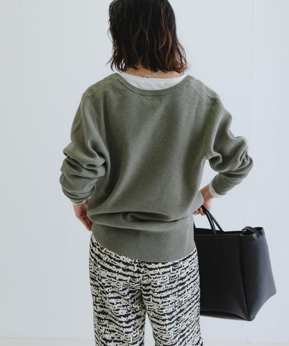 new basic 羊絨棉V領長款針織衫