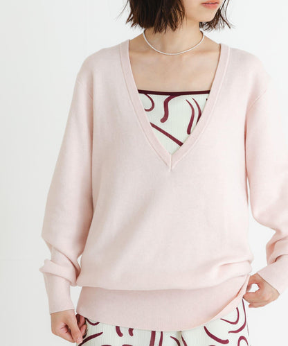 new basic 羊絨棉V領長款針織衫