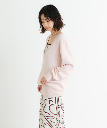 new basic 羊絨棉V領長款針織衫