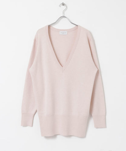 new basic 羊絨棉V領長款針織衫