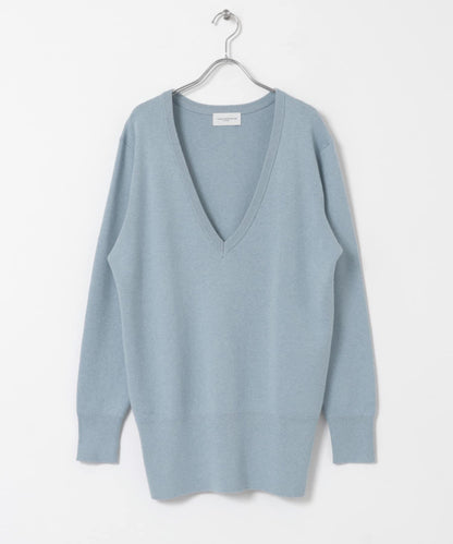 new basic 羊絨棉V領長款針織衫