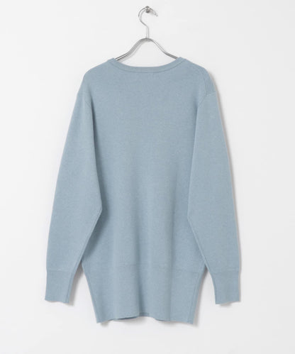 new basic 羊絨棉V領長款針織衫