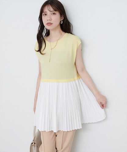 【natural couture】拼接百褶針織衫