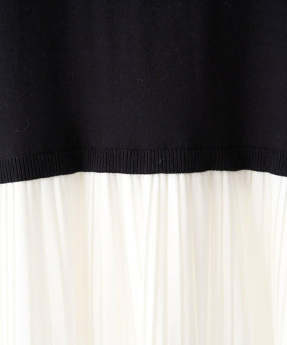 【natural couture】拼接百褶針織衫